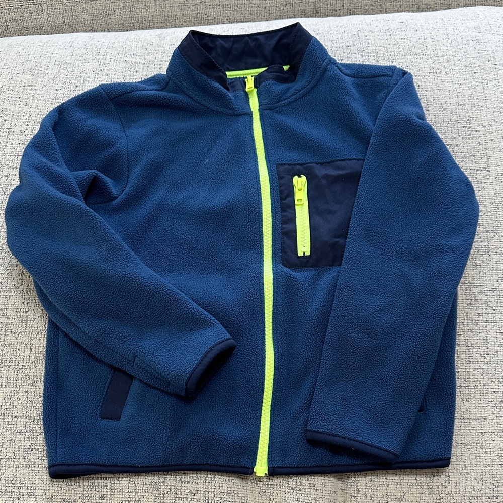 Old Navy Navy Jacket with Bright Green Accents